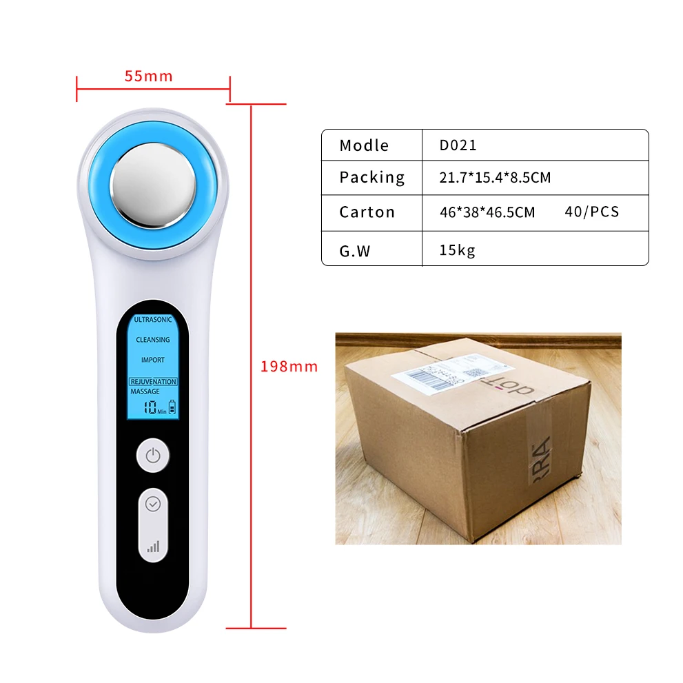 Ультразвуковое устройство для подтяжки кожи лица с глубокой очисткой, устройство для красоты с 4 светодиодными лампами для отбеливания кожи, электрическая Вибрирующая Косметическая палочка