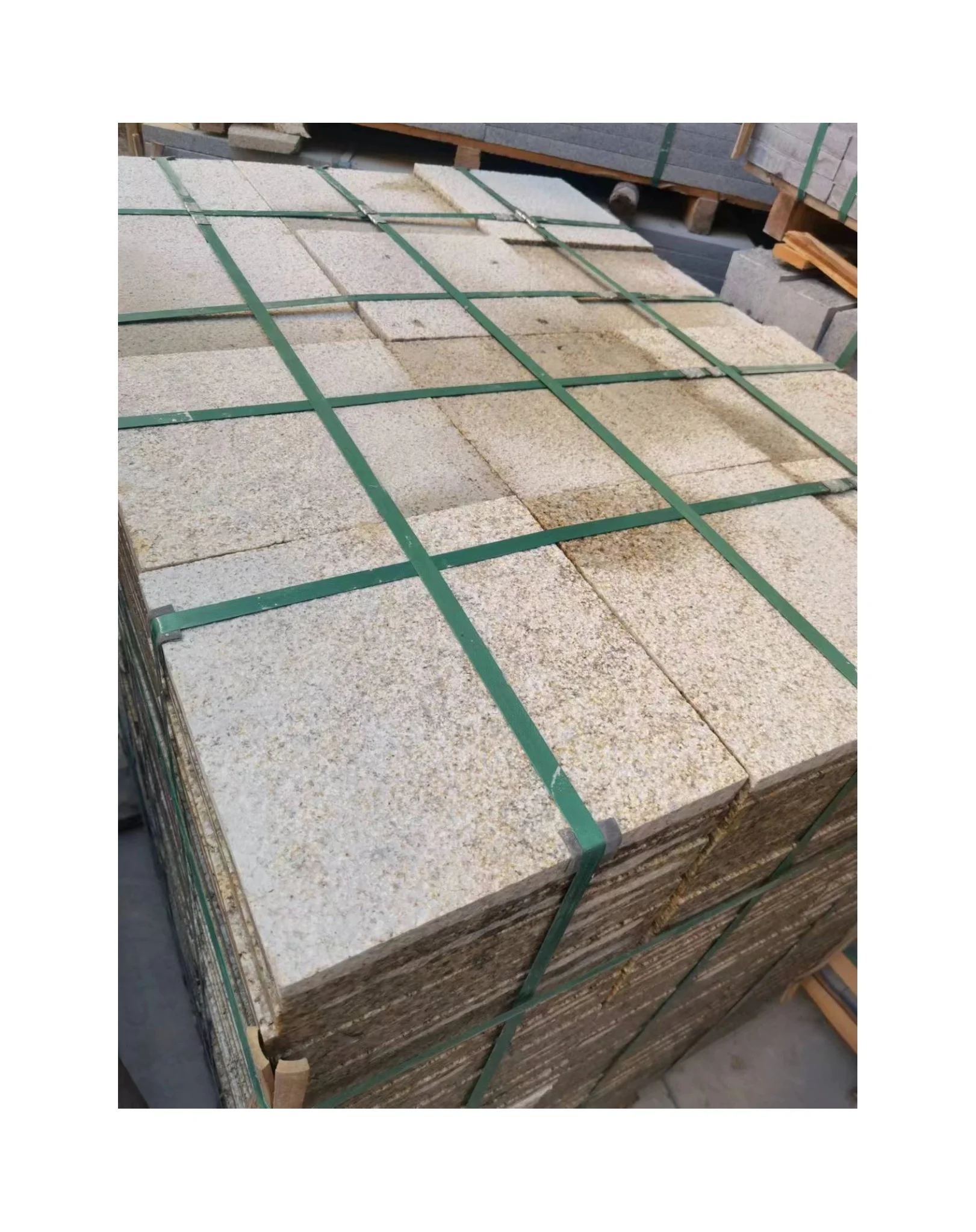 Yellow rust stone, natural granite, burned surface, garden street outdoor paving stone