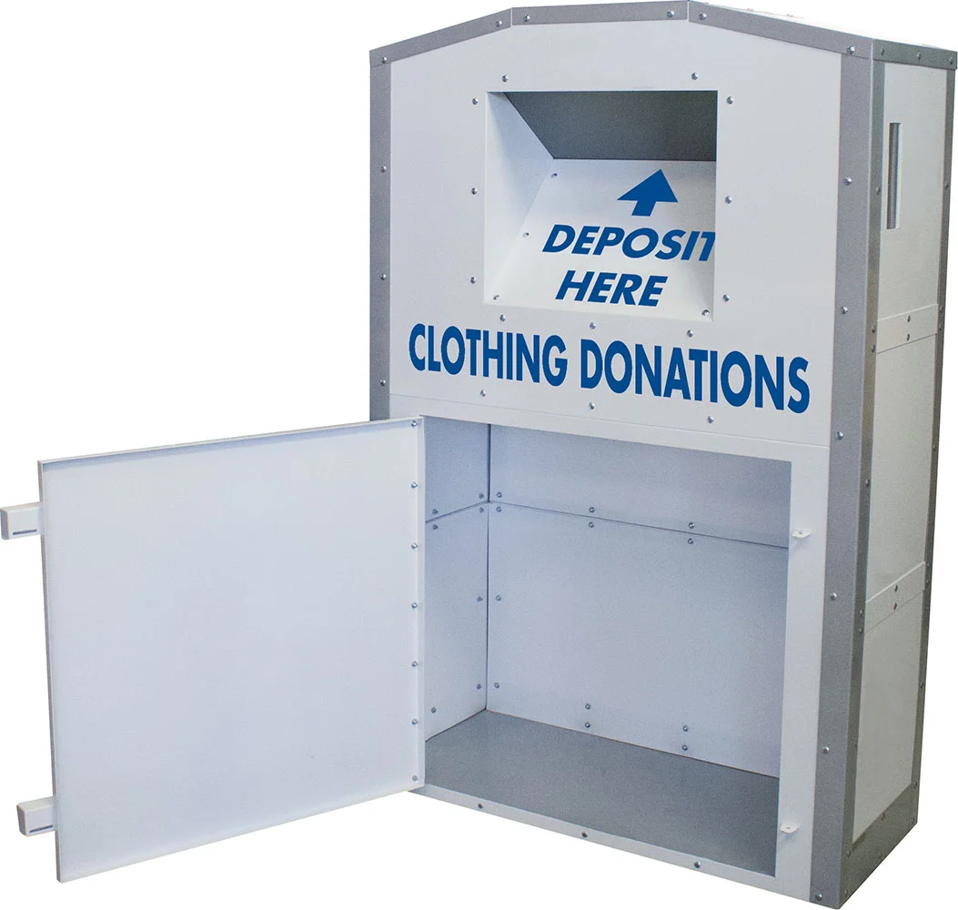 Factory Custom Large Community  Large Steel CollecDonator Clothes Recycling Bank garden metal trash can  clothing donation bins