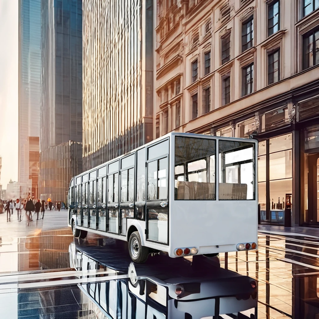 Fully Enclosed 23 Seat Sightseeing Bus With 1100CC Displacement Electric Power 23 Seat Shuttle Bus