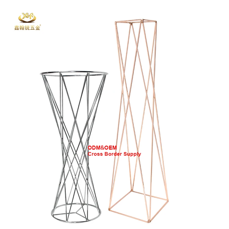 Sturdy Rustproof Metal Flower Floor Vase Tabletop Arrangement Reception Geometric Floral Centerpiece Stand