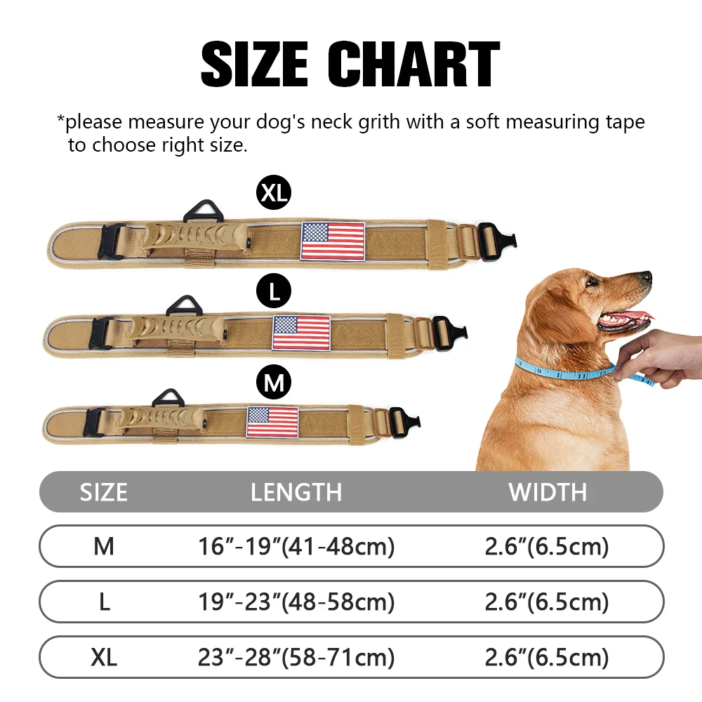 Hot Sale Dog Collar Nylon with Handle Adjustable Reflective Strip Medium Large Heavy Duty Metal Buckle Tactical Pet Dog Collars