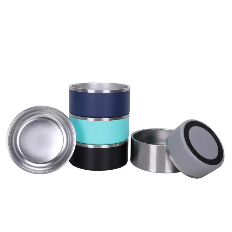 Custom Large Capacity 24oz 32oz 42oz 64oz Double Wall Stainless steel Insulated Sublimation Pet Dog Bowl with Non-Slip Footpad