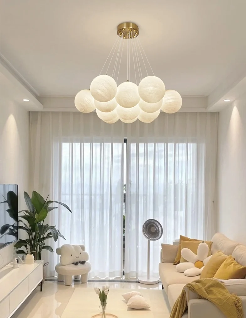 Nordic Minimalist Planet Bubble Ball Chandelier Glass Ball French Light Lamps Magic Beans Cloud Moon Hanging Ceiling Lamp