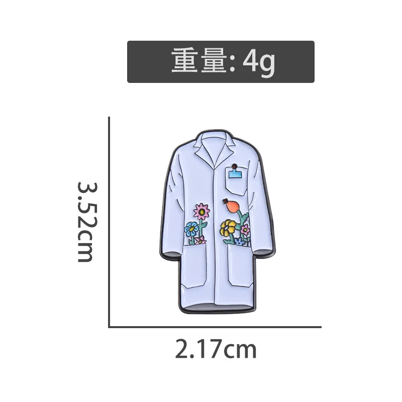 Wholesale In Stock Colorful Flower White Coat Brooch Lapel Pin Tie Tack For Doctor Nurse Gift Souvenir