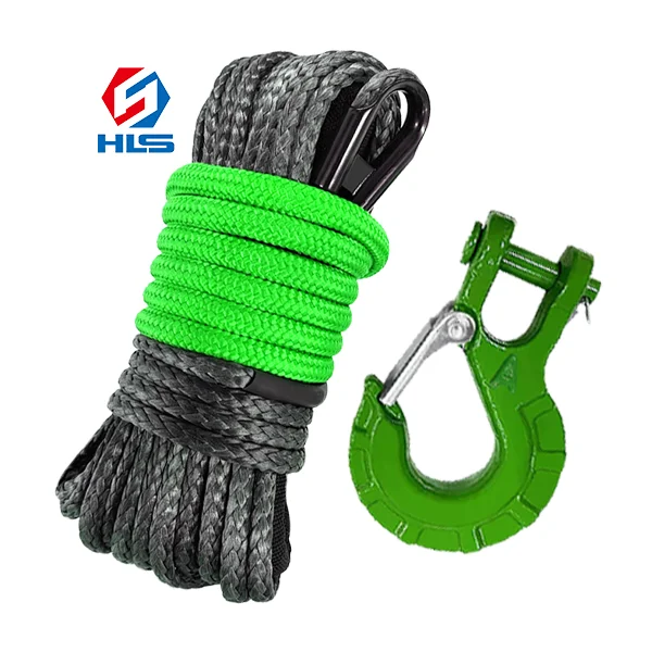 1/4' x 50 ft 4WD Off Road Vehicle  Heavy Duty Synthetic Rope with Forged Winch Hook for Truck ATV UTV SUV
