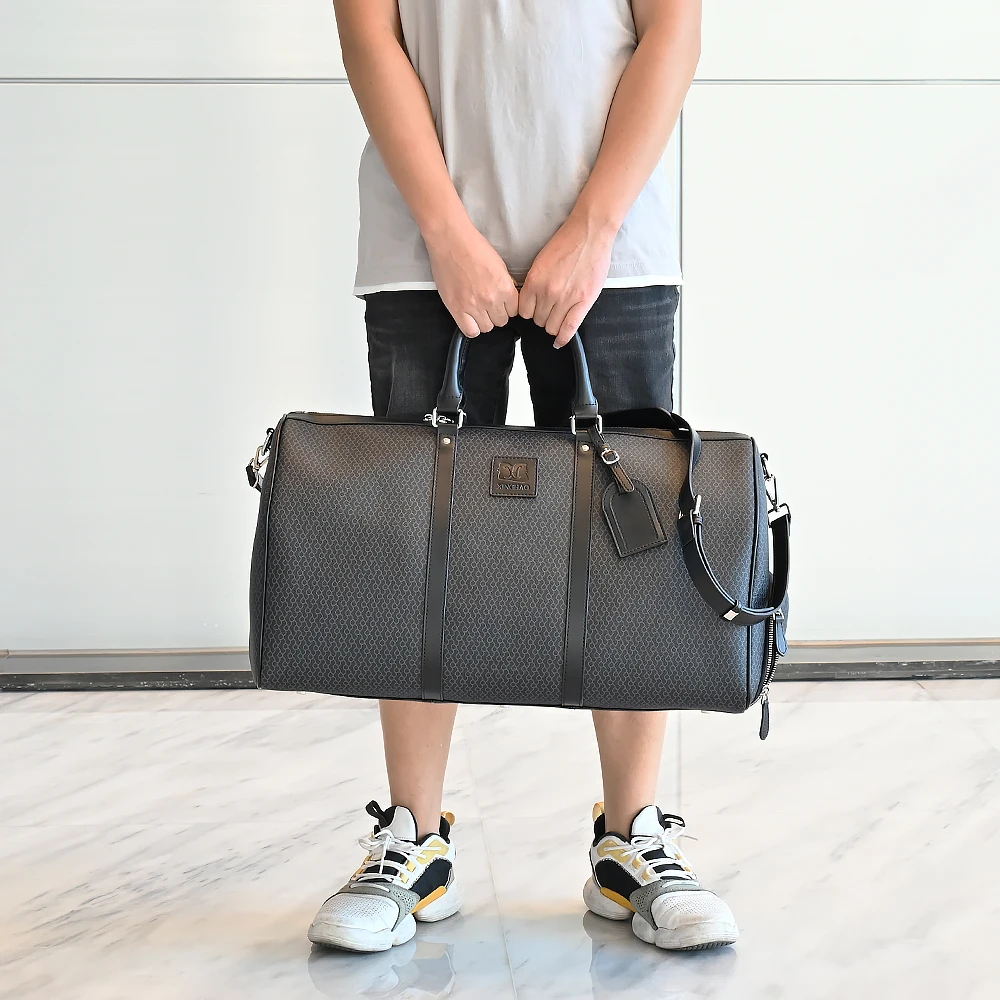 High End Vegan Leather Bag Printing Pattern Travel Bag Durable Duffel Bag with Long Shoulder Strap