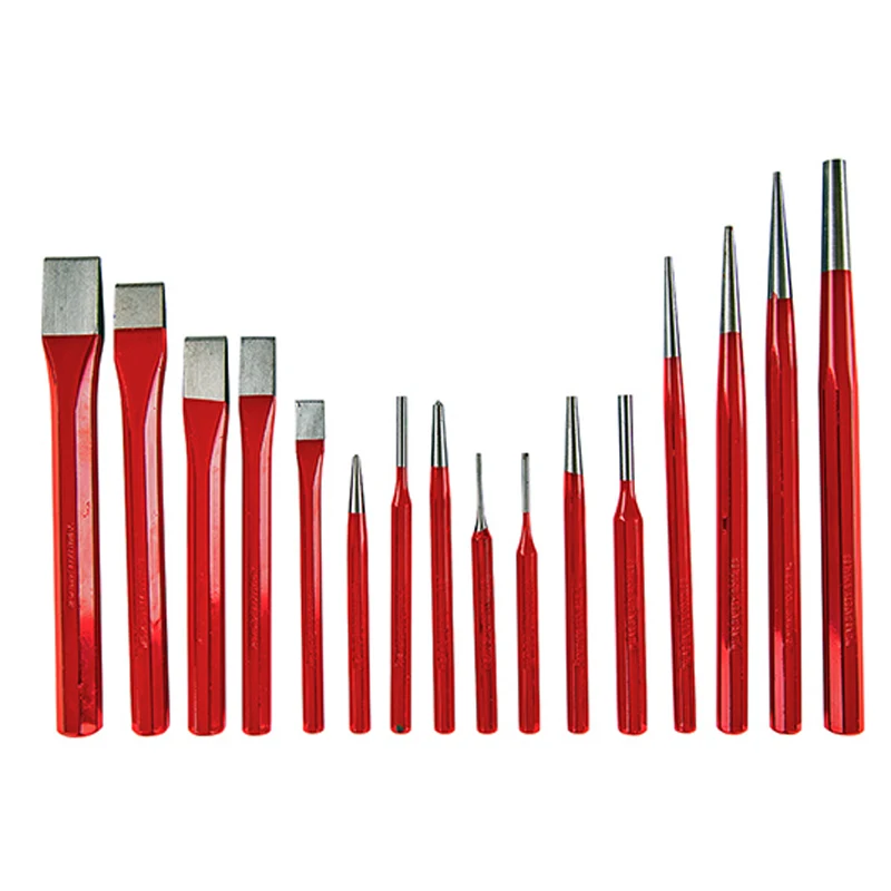 Набор хромованадиевых перфораторов и резцов для ремонта автомобилей и машин, 16 шт.