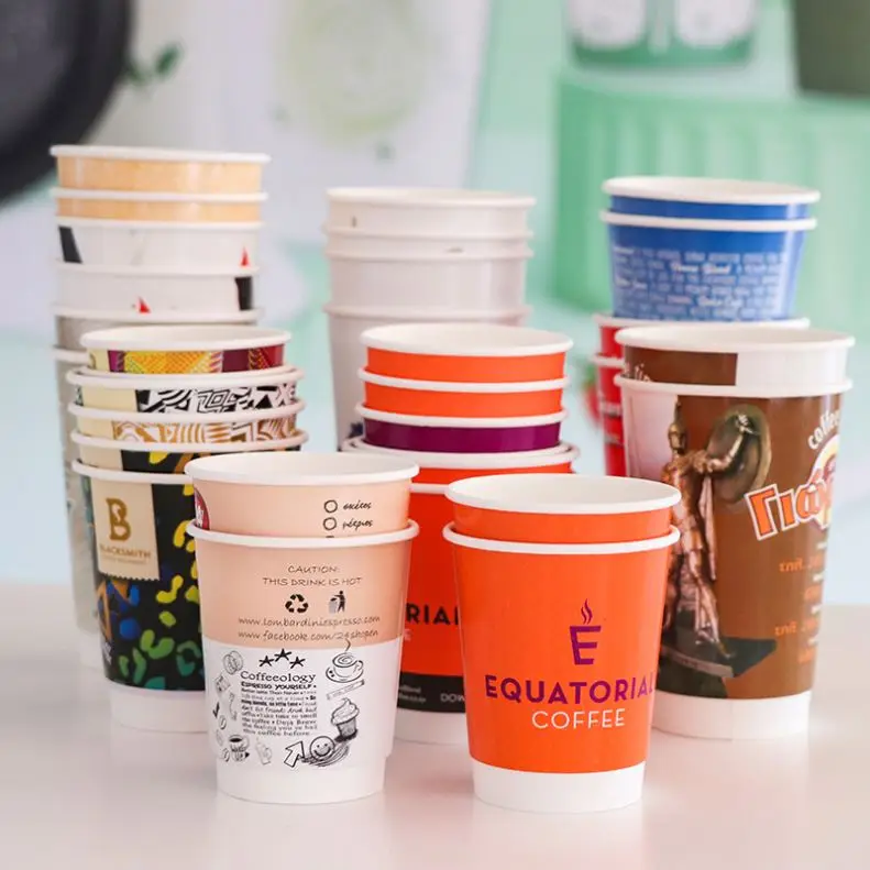Eco-Friendly Disposable Coffee Cups Waterproof Hot Drink Paper Cup With Lid
