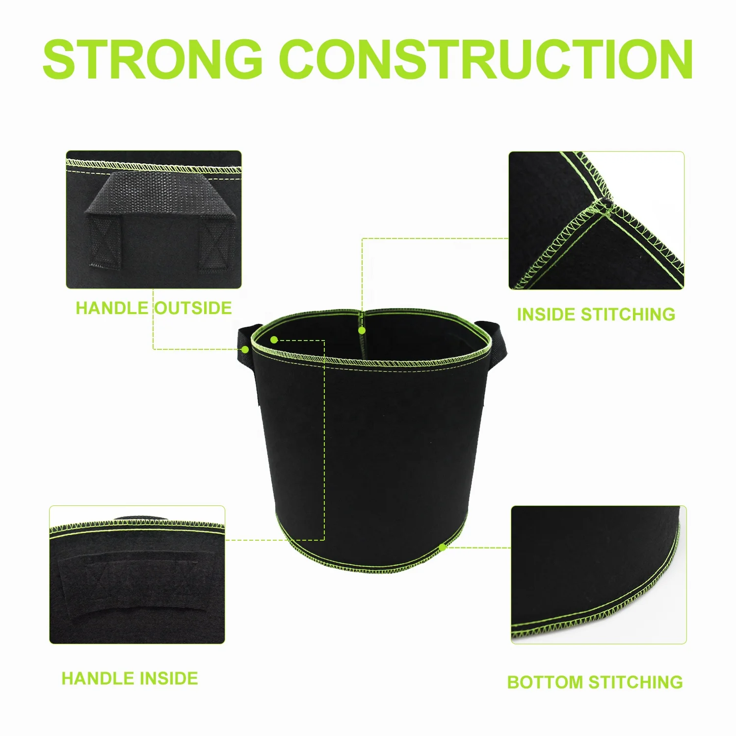Customized 1 3 5 7 10 20 30 50 100 200 Gallon Planter Grow Bags Aeration Pots Garden Potato Felt Fabric Plant Grow Bags