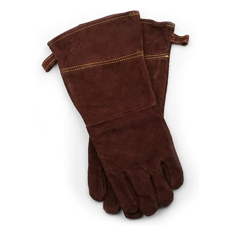 brown babecue BBQ heat resistant hand protection fireproof five fingers reinforced palm high-quality gloves