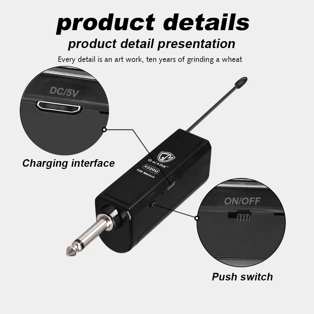 G-MARK X220U UHF Запись микрофон для караоке беспроводной с перезаряжаемой литиевой батареей приемник работы 5 часов