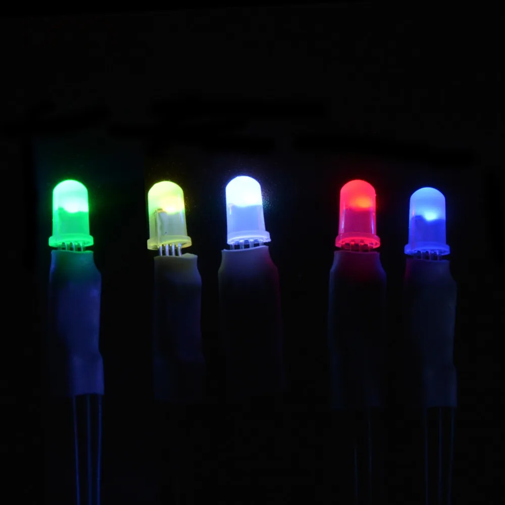Dip F5 WS2811/WS2812/WS2812B Through-hole 5mm/8mm Round Straw-hat Flashing Addressable  LED