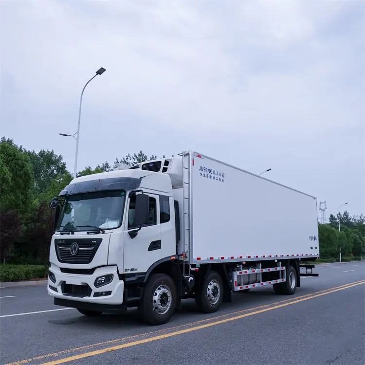 Good thermal insulation 9.6 meters Dongfeng Tianjin KR small three-axle Freezer Refrigerator Van