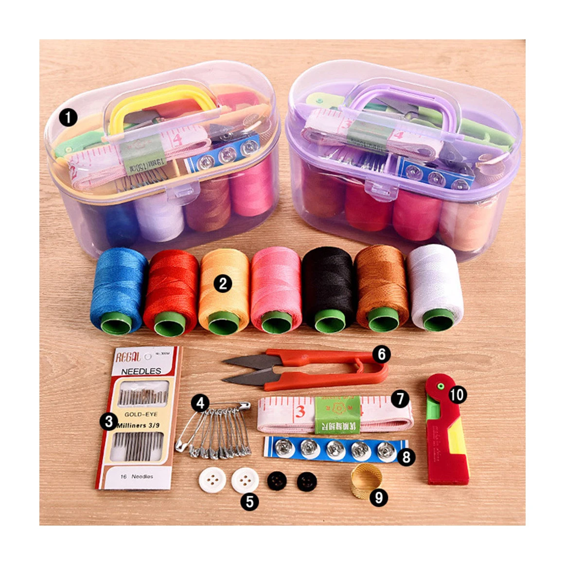 Portable Travel Accessories DIY Embroidery Handwork Tool Needles Thread Scissor Set Portable Household Sewing Kit Box