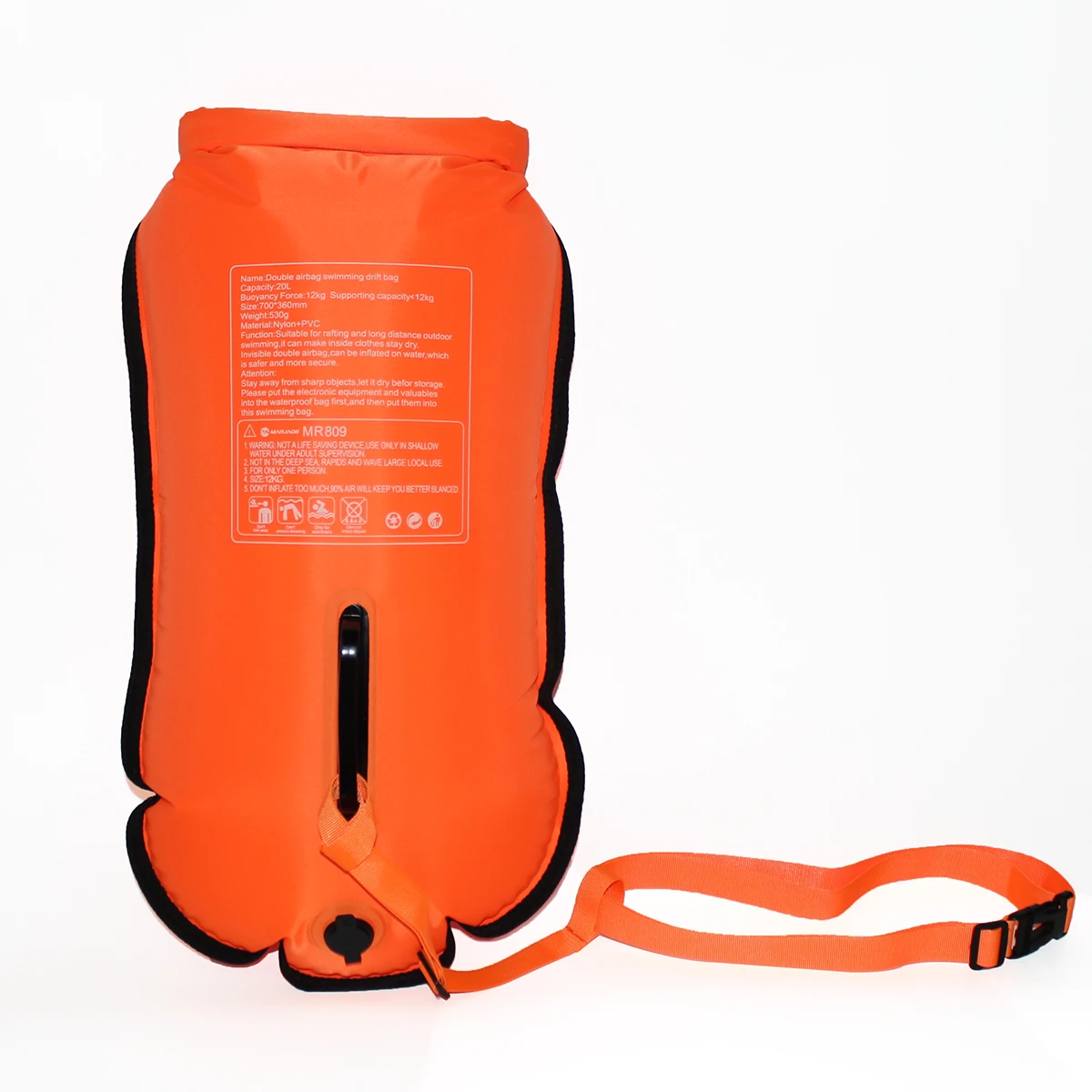 Custom Logo Nylon PVC Waterproof Bag Double Airbag Swimming Drift Bag Swimming Buoy