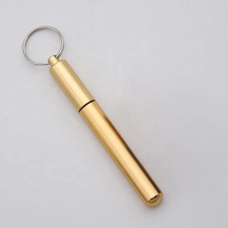 14x121mm gold aluminum toothpick container keychain capsule case keychain tubes