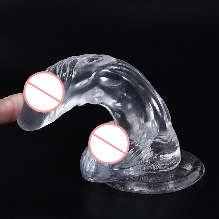 Thrusting 3.35 inch TPE artificial transparent suction cup mini thin slim simulation small penis crystal silicone g spot dildo