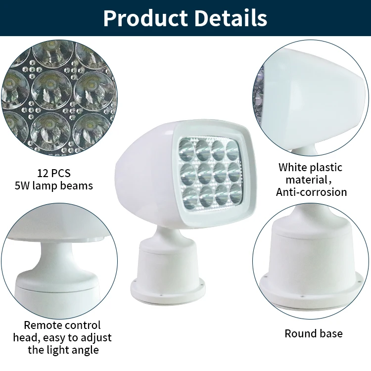 Boat Marine Yacht Search Light LED Remote Control 360 Rotate Spot Light
