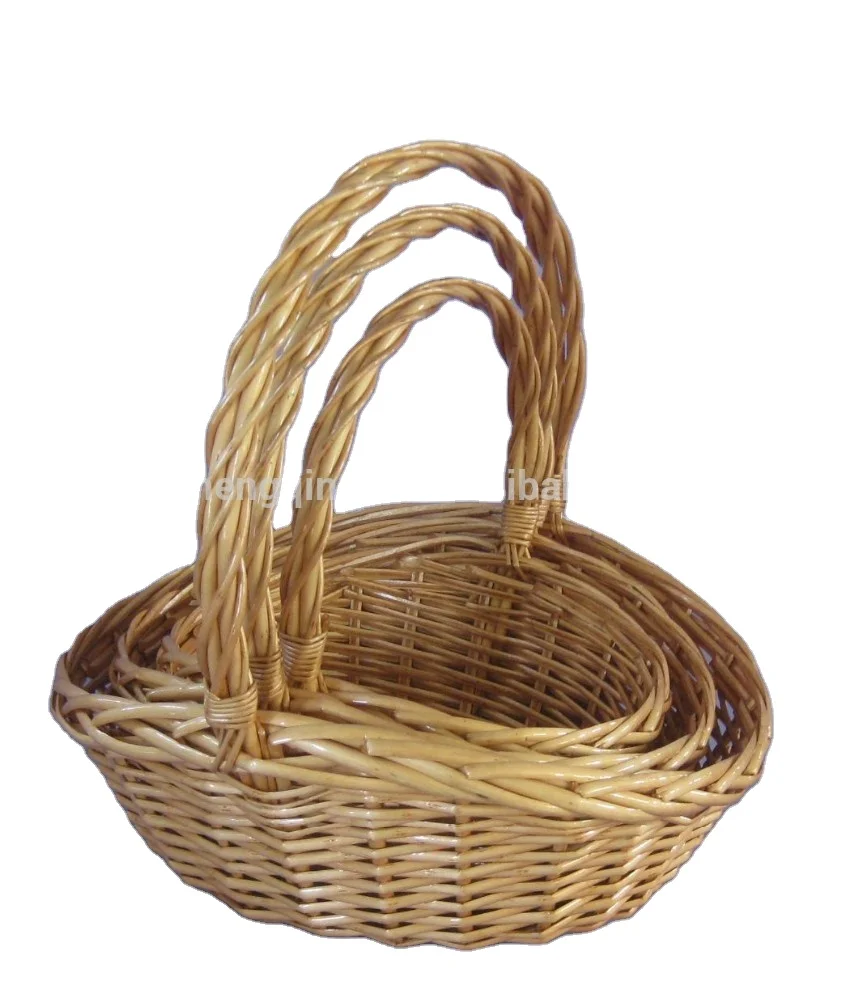 Hot selling kitchen decorative storage Handmade woven fruit picnic baskets