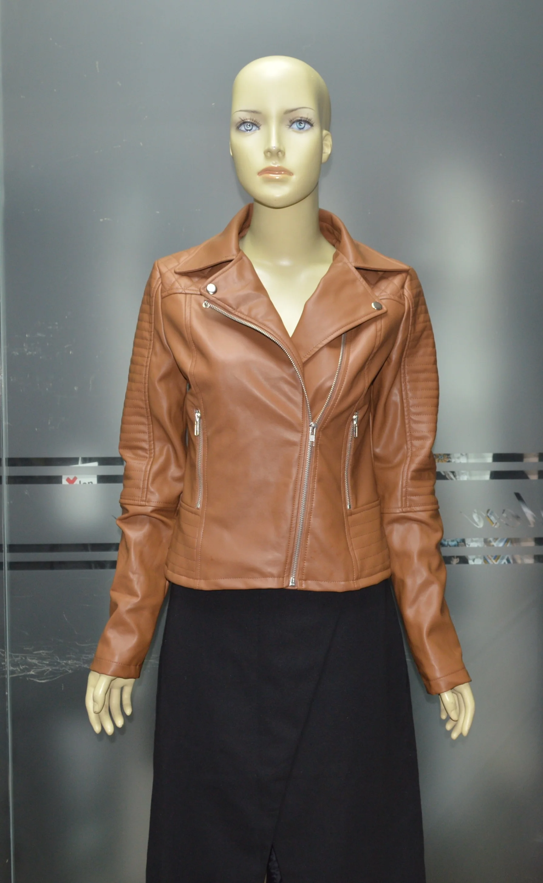 Women Smooth Motorcycle Faux Leather Jackets Ladies Long Sleeve Biker Streetwear Black Pink Coat