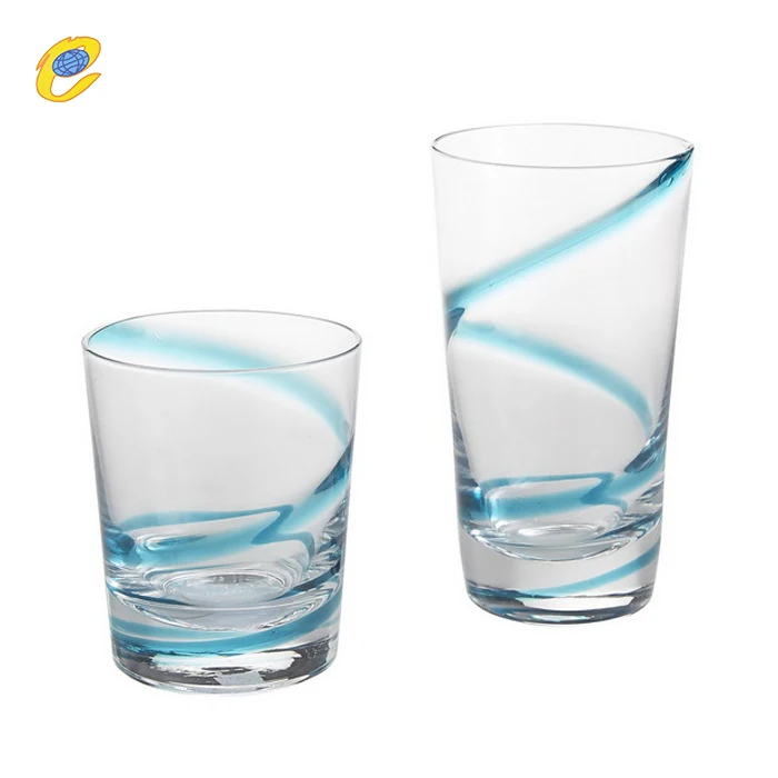 High-quality Colored Spiral Line Pattern Glass Cup Water Beverage Juice Milk Wine Cup