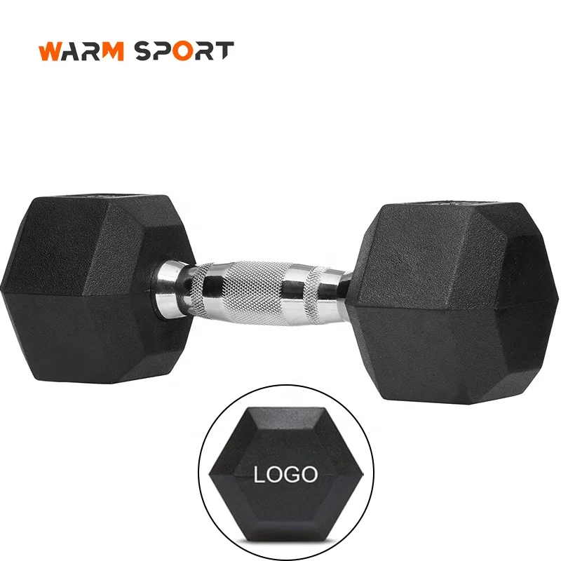 High Quality Gym Work Out Customized Logo 1-50 KG Cast Iron Rubber Coated Hex Dumbbell Set