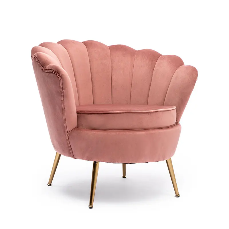 Velvet Lounge Chair Modern Leisure Gold Salon Pink Accent Modern Sofa Living Room Seating Chair