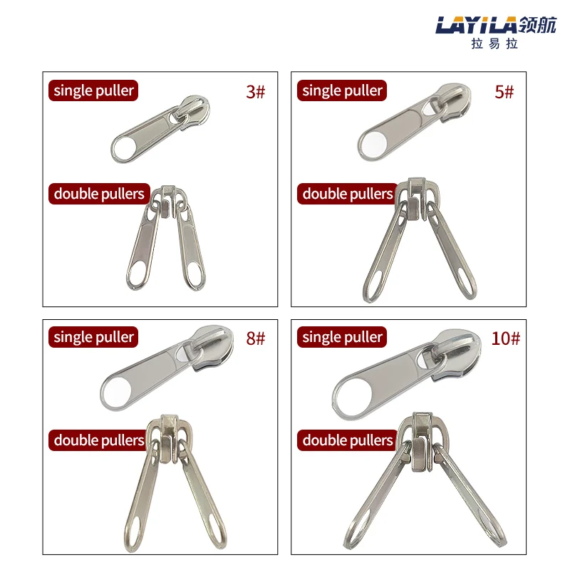 Hot Sale General-purpose Non Lock Custom Engraved Double Slider Zipper Puller Nylon