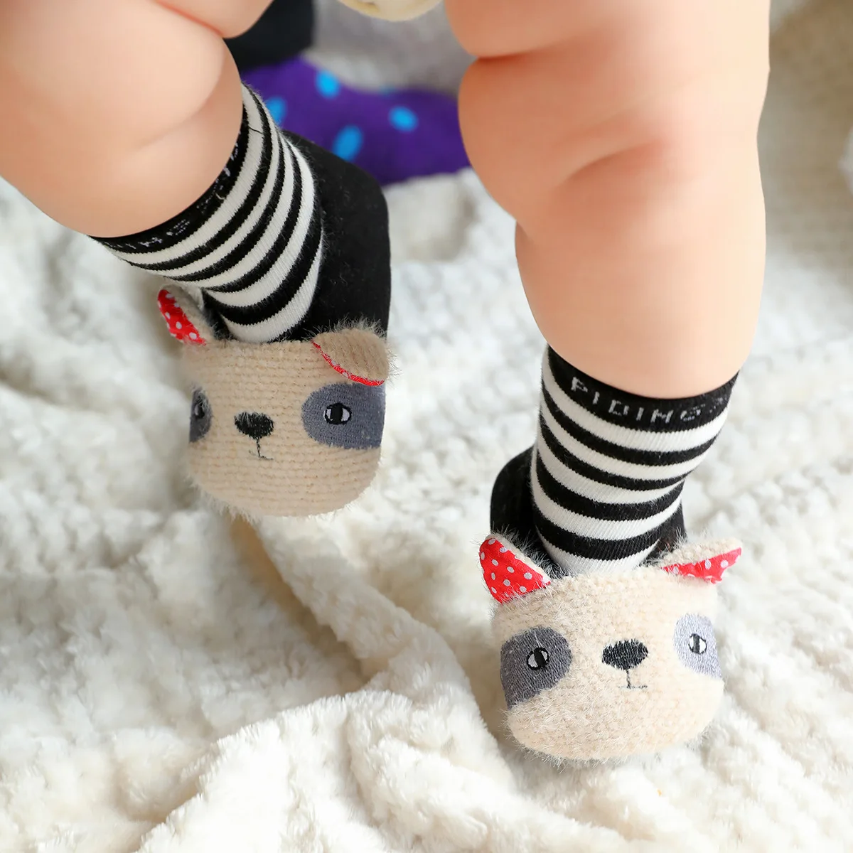 Animal Tiger Baby Shoes Sock Soft Non-slip Kids Floor Fuzzy Cotton Coral Fleece Comfortable Socks