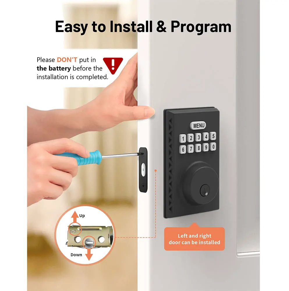 BBDHOME Front Door Lock Set Keyless Entry Door Lock with Handle Electronic Keypad Deadbolt Smart Locks
