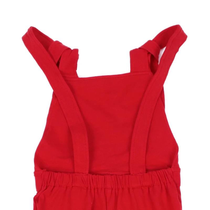 red baby bodysuits cotton fabric toddler girl bell bottom jumpsuits strap girl overalls