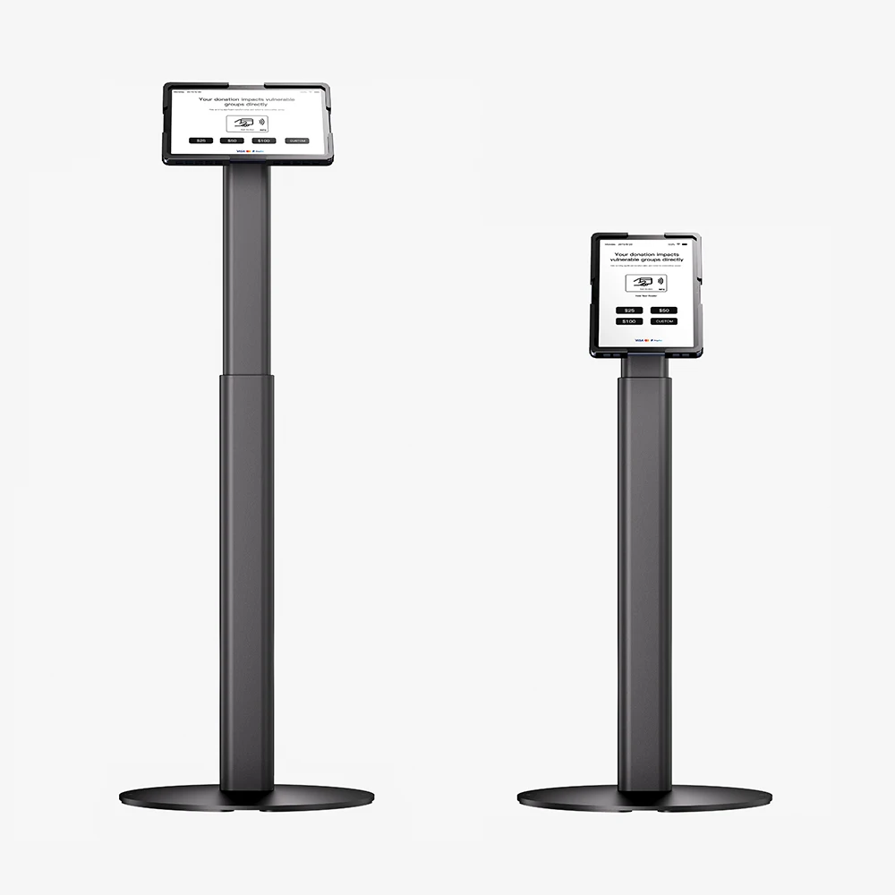 Softpos terminal with pole donation kiosk contactless donation terminal self service kiosk Facing nfc pos terminal nfc machine
