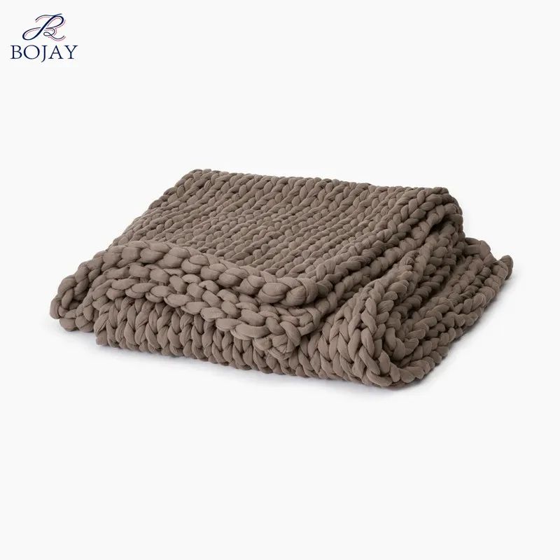 Soft Cotton Material Premium Weighted Blanket Throw Heavy Cooling Chunky Knitted Cooling Weighted Blanket