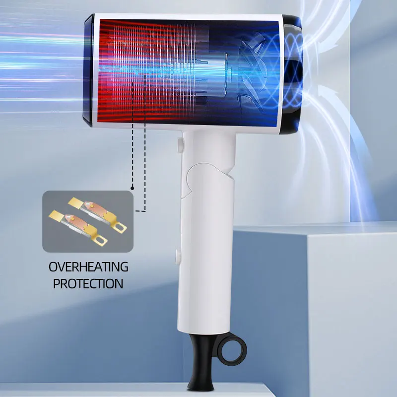 Intelligent hot and cold adjustable function with styling nozzle for hair dryer Silent Hair Dryer