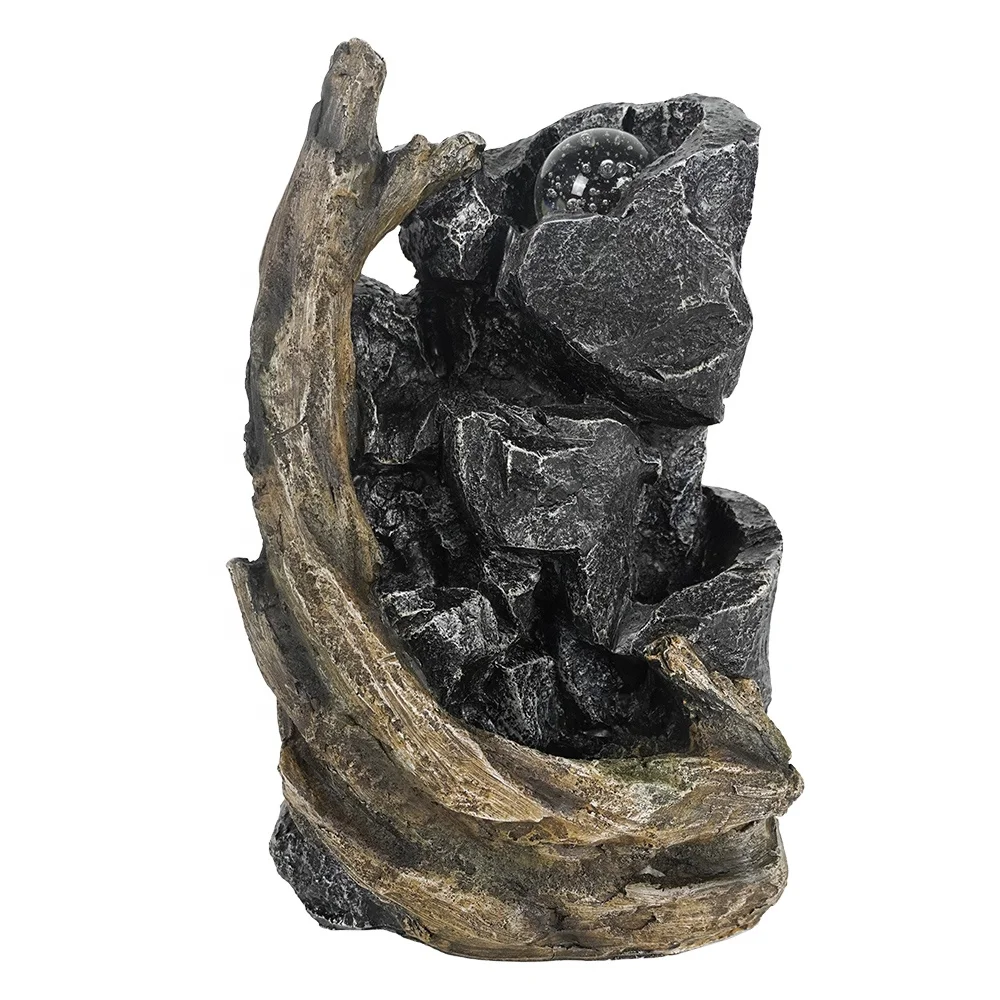 2022 Wholesale Home decoration indoor  Resin rockery statue inside water fountain with LED light