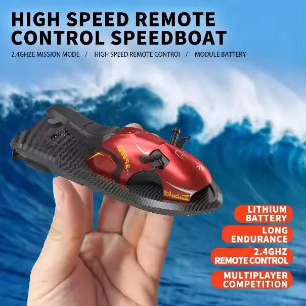 Speedboad Wave Speeder Rc Toy For Children, Plastic Powerful Cool Outdoor Pool Sea Watercraft Remote Control Motorboat