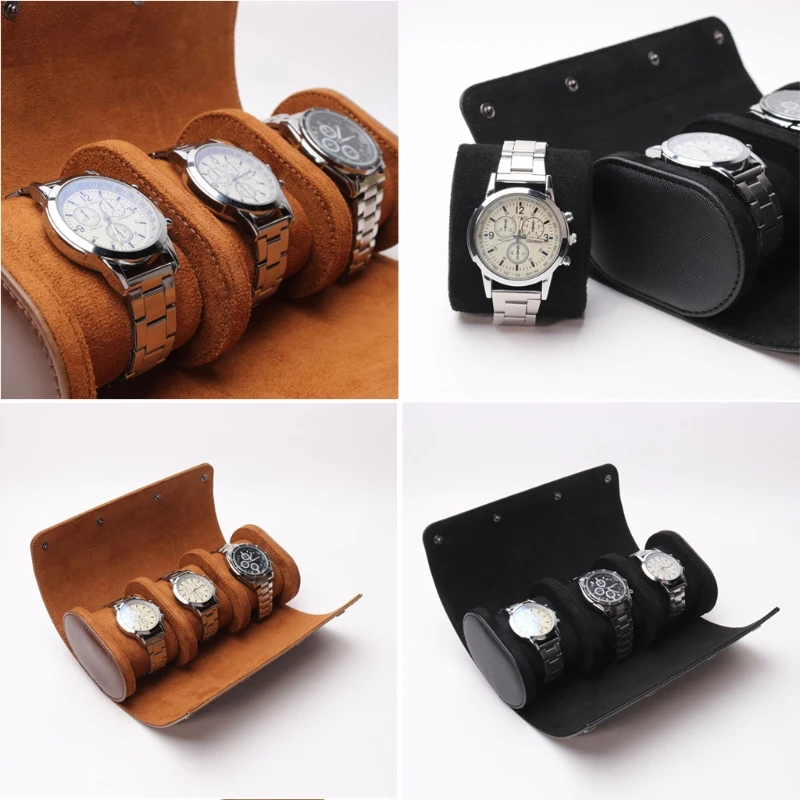 High quality handmade 3 slots custom roll watch packaging box Vintage luxury