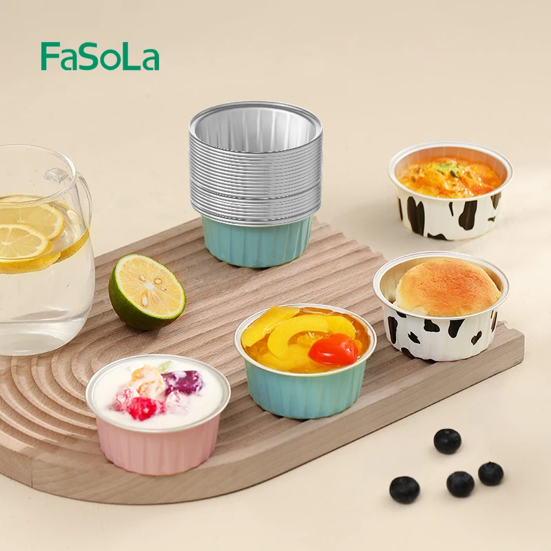 FaSoLa Cupcake Liners 15 Pack 125ml/4.23oz Reusable Baking Cups Foil Pans Cups Holders Round Foil Ramekins Muffin Liners