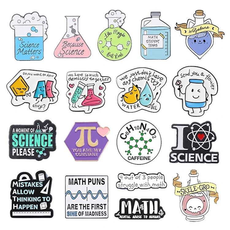 Custom Science Experiment Badge Experiment Bottle Brooch Gene Chain Microscope Customised Lapel Metal Enamel Pin