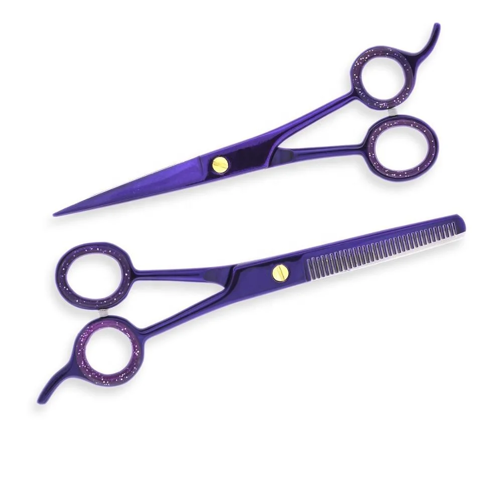 professional hair scissors cut hair cutting salon scissor purple color barber thinning shears hairdressing scissors set