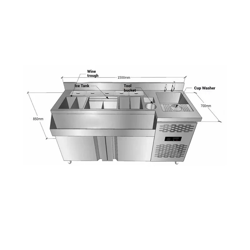 Современная Мобильная барная станция 110V220V из нержавеющей стали с функцией холодильника