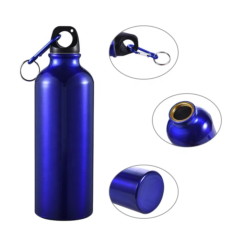 Factory Wholesale Customized 500ml 600ml 750ml 1000ml Aluminum Sports Water Bottles with Lids and Carabiners