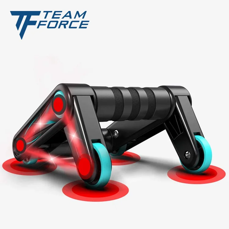 Muscle Roller Wheel Push up Bars Stand Core Strength Abdominal Trainer with Knee Pad