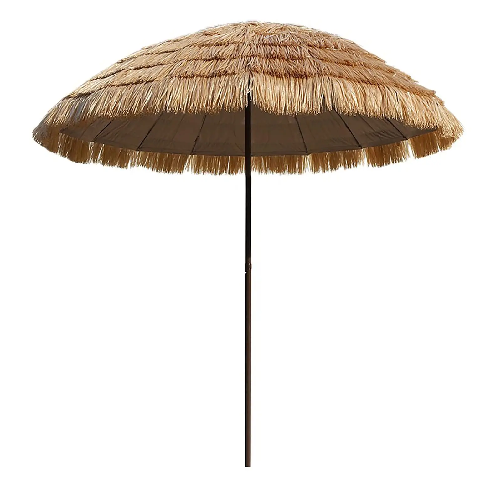 Natural 6ft Round Tiki Tilt Hawaiian Style Straw Beach Umbrella Imitate Thatch for Outdoor Sunshade Gardens Pool Balcony Patio