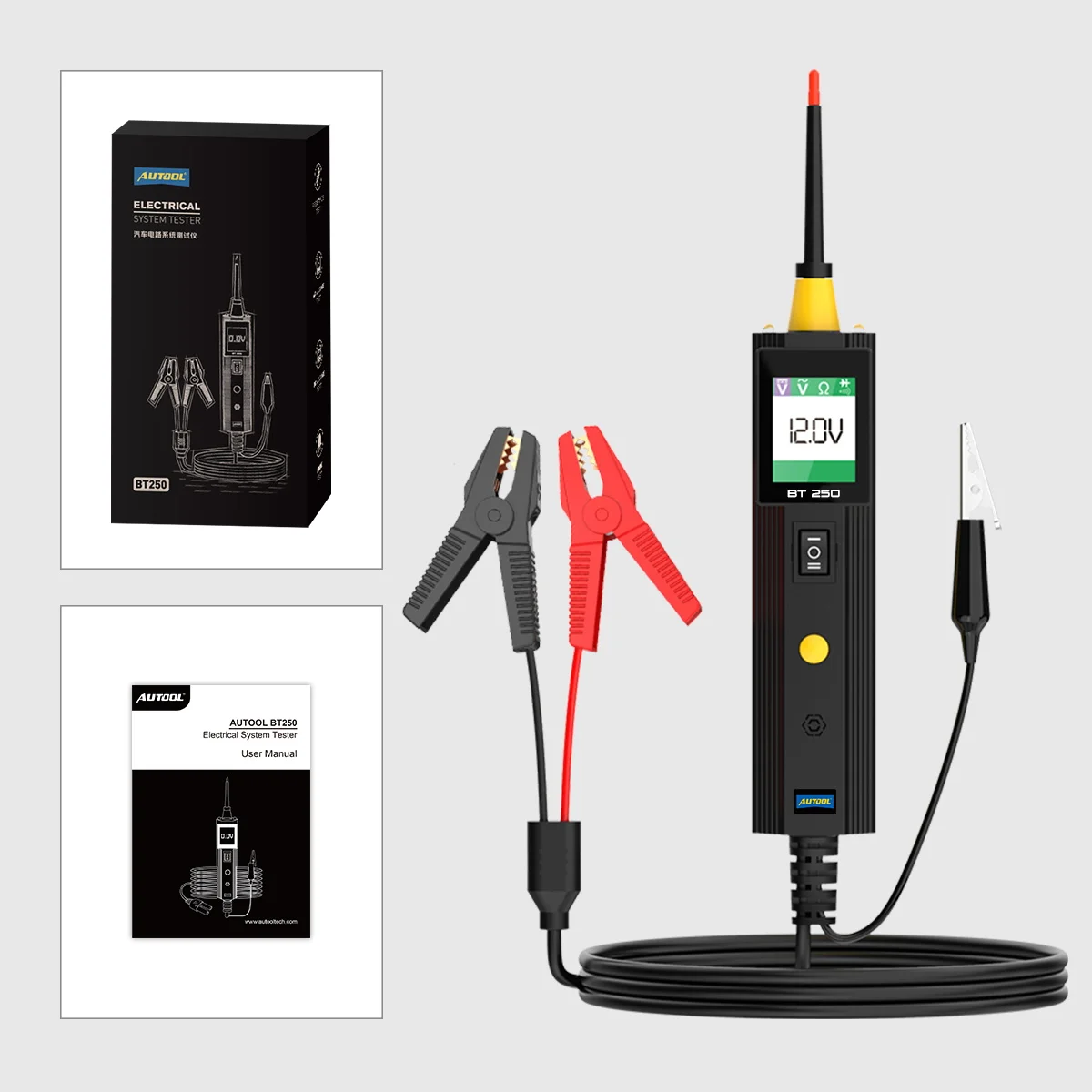 Autool BT250 LCD Digital Auto Electrical Analyzer 6-24Volts Automotive Battery Circuit Tester Power Probe for Voltage Reading