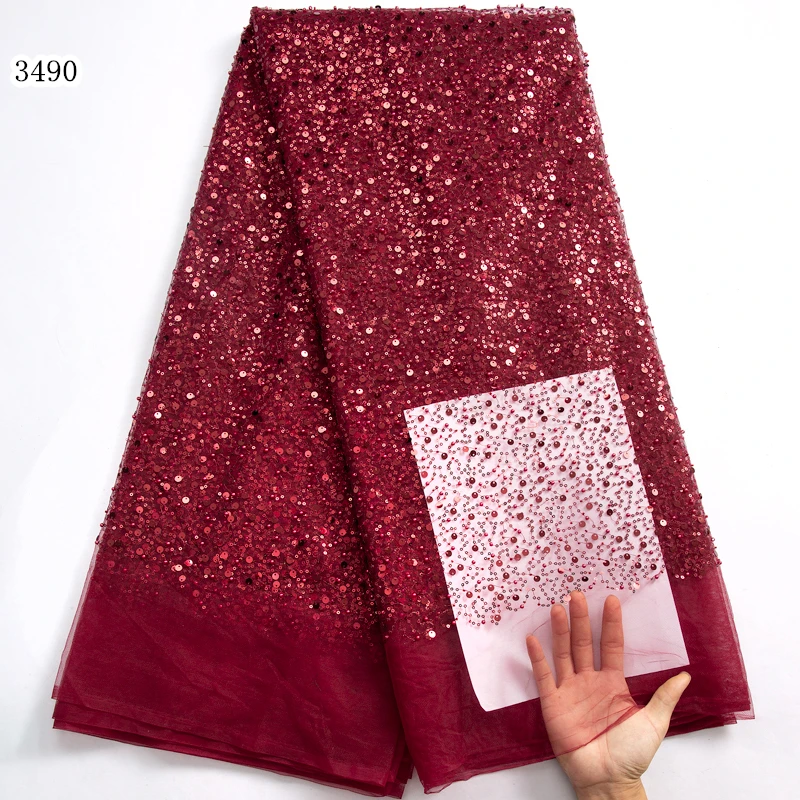 3490 African Sequined Lace Fabric 2023 High Quality French Lace Fabric Nigerian Luxurious Tulle Dress for Women Wedding Party