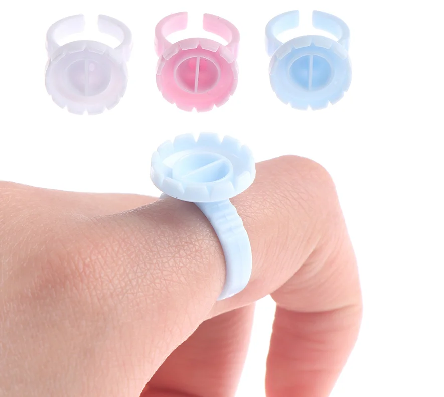 
Wholesale 100pcs/pack of plastic disposable glue ring for eyelash extension glue holder pink blue white with multiple styles L M 