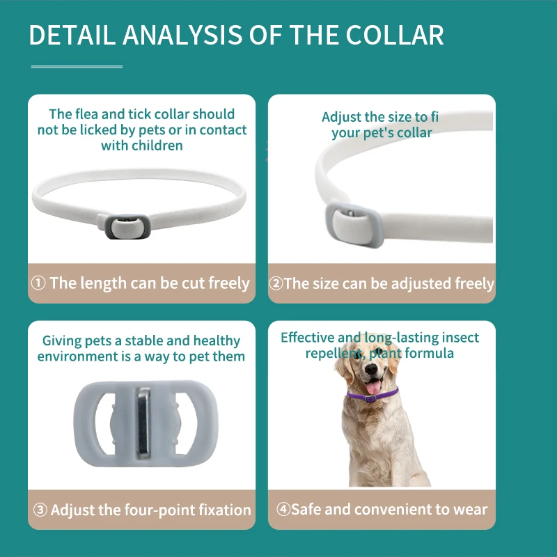 OEM Flea and Tick Collar for dogs No Deet Essential Oils Based 8 Moths Pets Dogs Protection