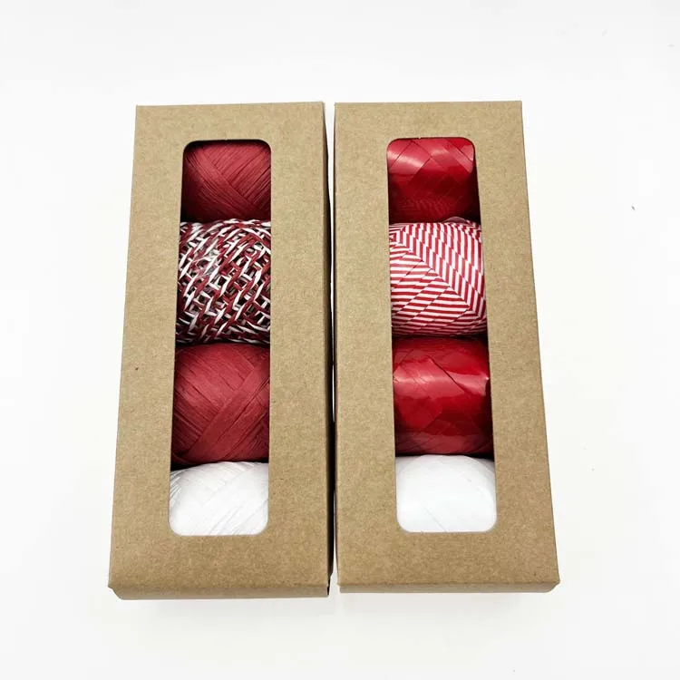 Natural Colorful Twisted 2mm Striped Paper Raffia Yarn Paper Ribbon Yarn for Gift Wrapping Crafting Packing